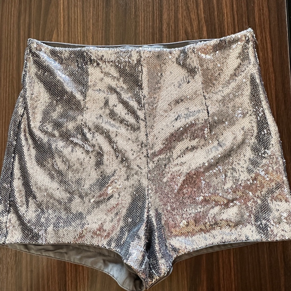 Forever 21 Silver High Waist Party Shorts IW545